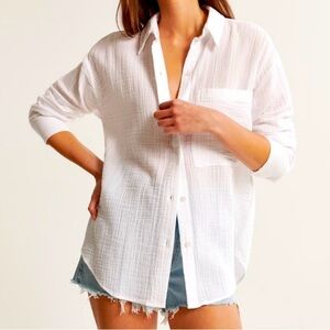 NWOT Abercrombie & Fitch Oversized Gauzy White Shirt